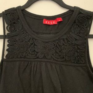 Black Flower Detail Tank
